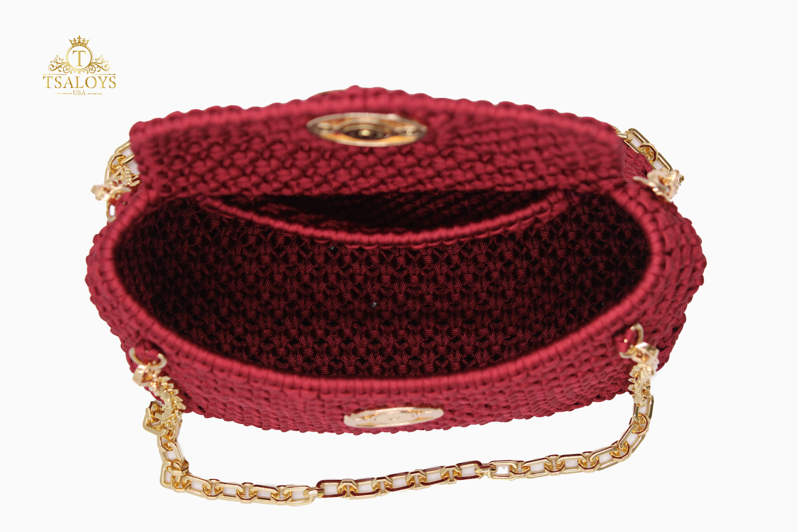 BURGUNDY RED HANDBAG 100% HAND-WOVEN