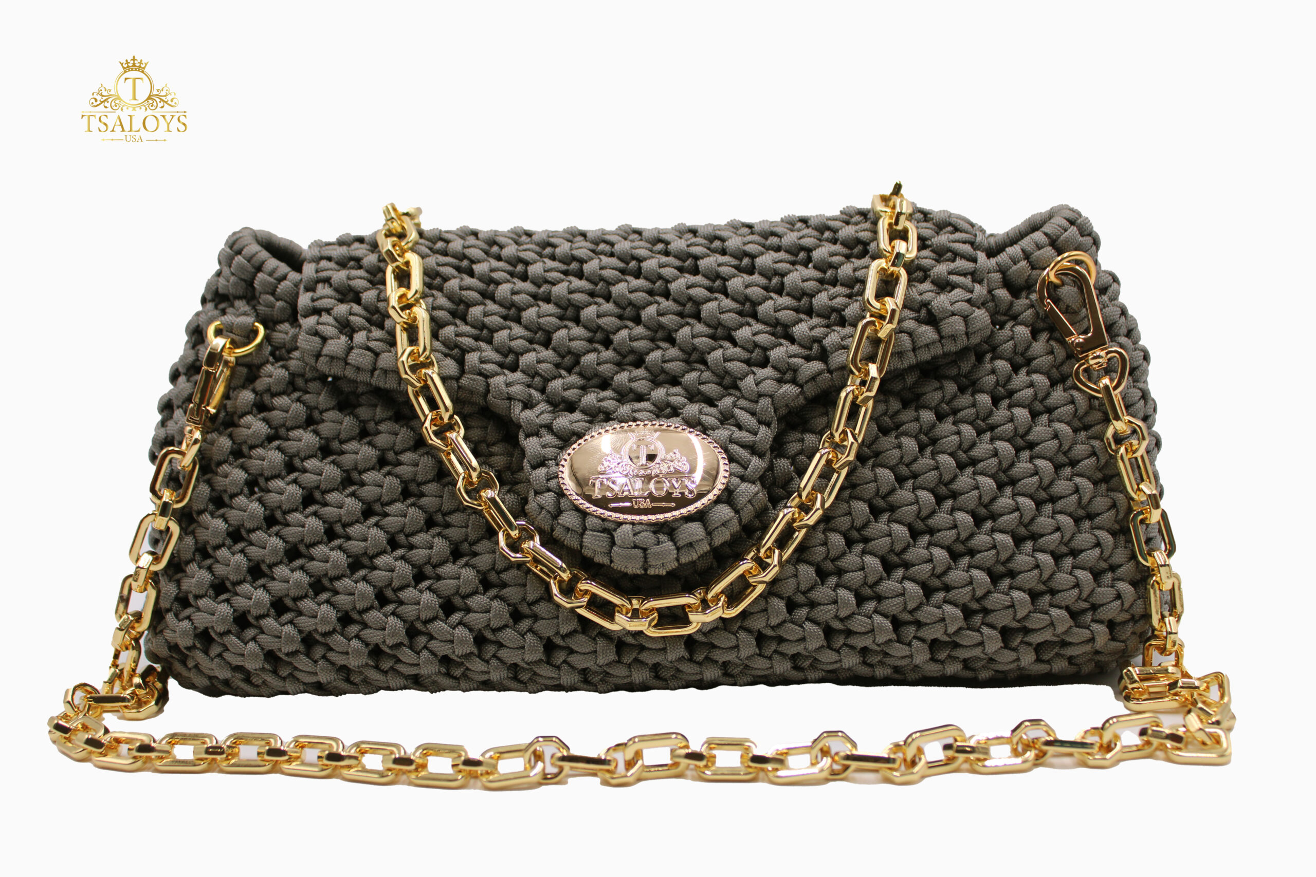 EDOUMA GRAY MADRID COLOR ELEGANT PURSE 100% HAND-WOVEN