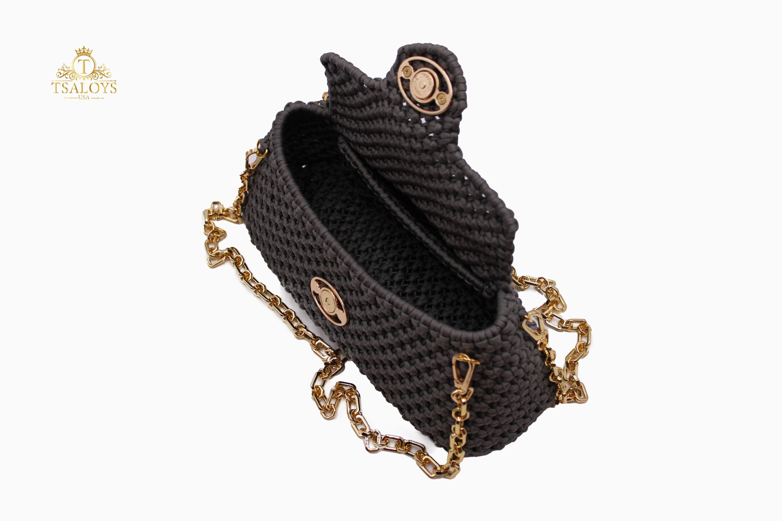 EDOUMA GRAY MADRID COLOR ELEGANT PURSE 100% HAND-WOVEN