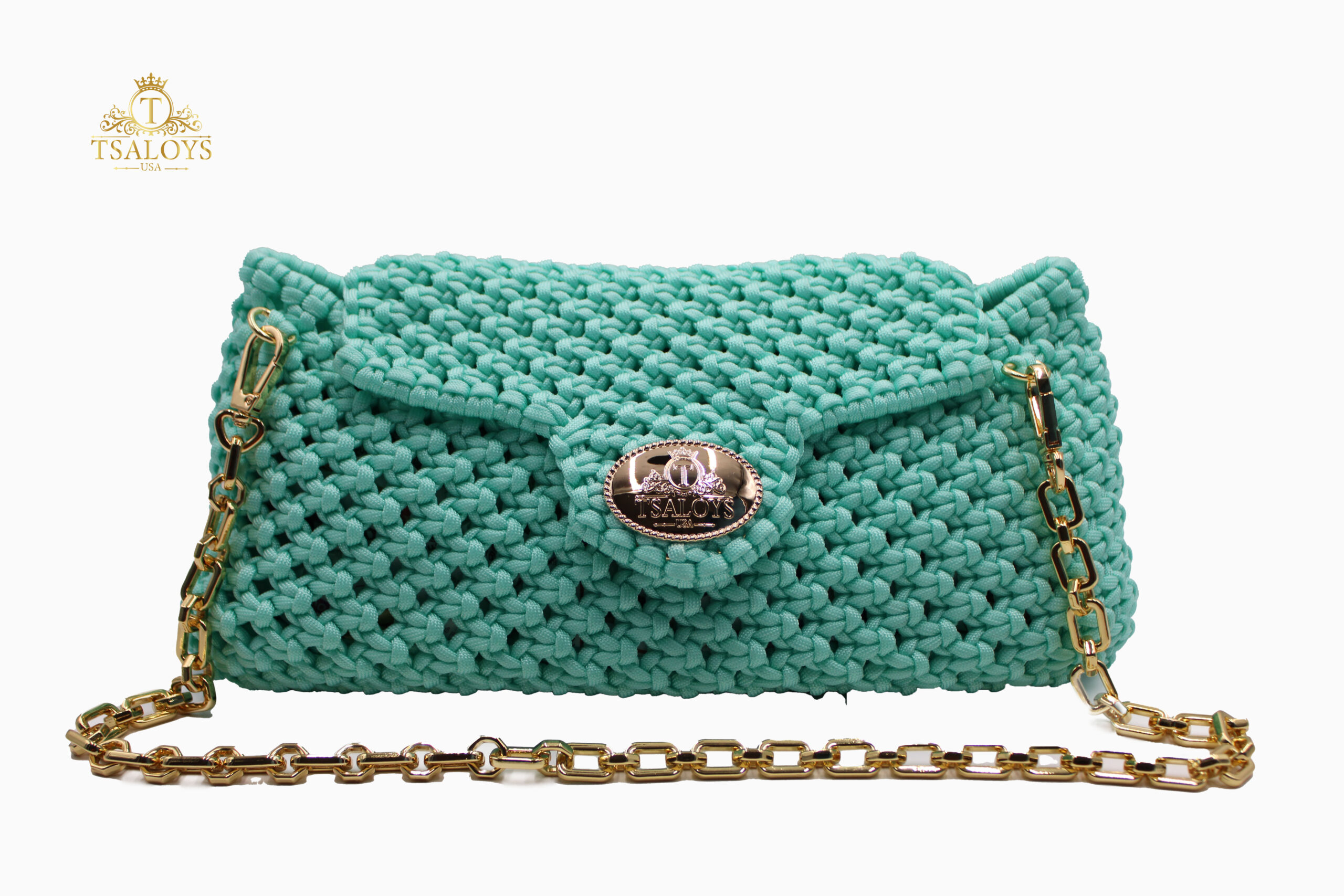 NKOLVE AIGU-MARINE COLOR ELEGANT PURSE 100% HAND-WOVEN