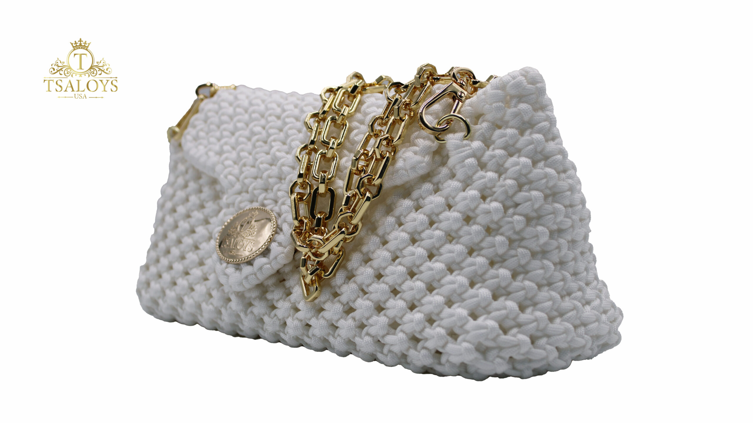 KRIBI WHITE COLOR ELEGANT PURSE 100% HAND-WOVEN