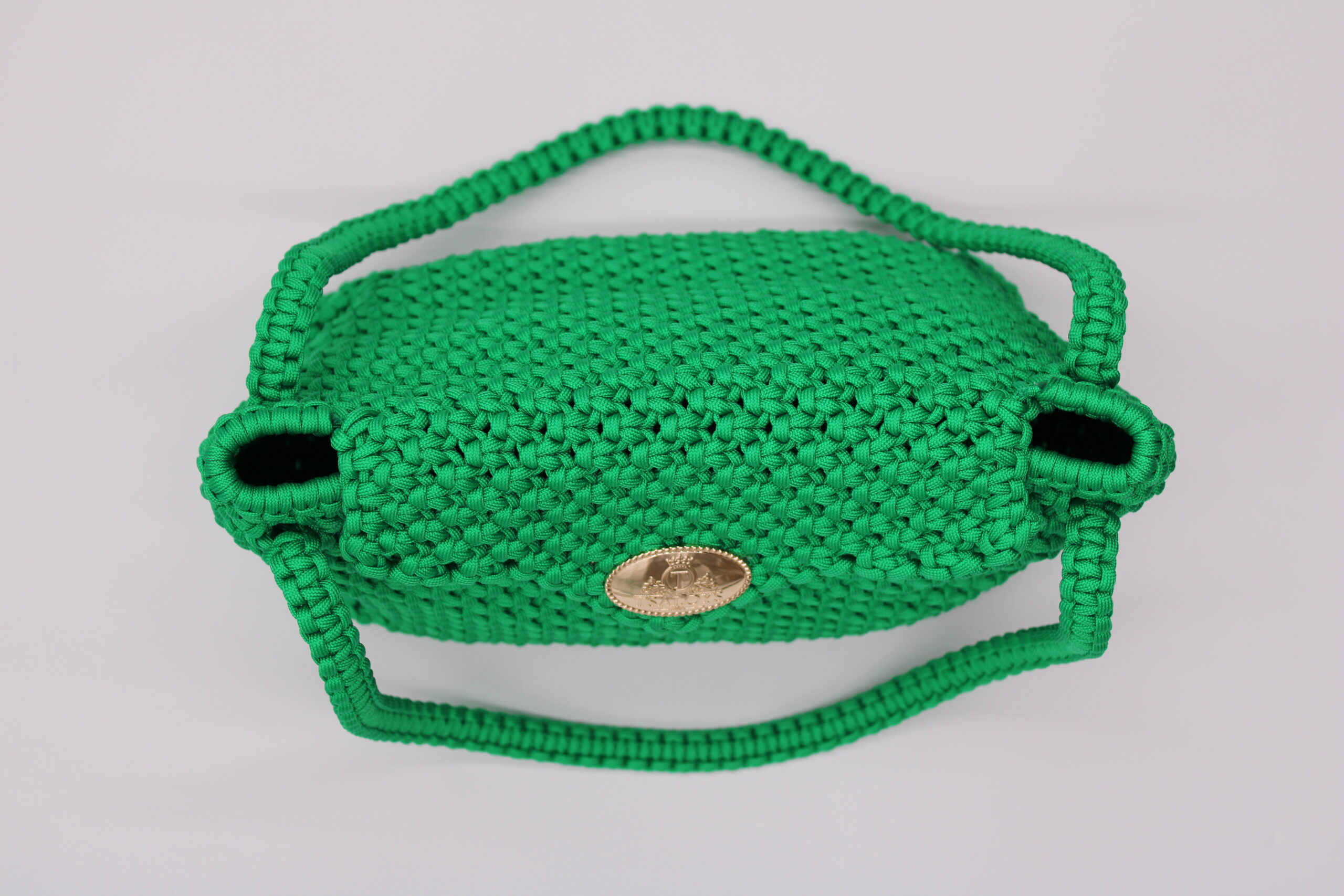 TOTE BAG GREEN COLOR WITH CLOSED TOP 100% HAND-WOVEN WITH THE SMALL INTERNAL BAG