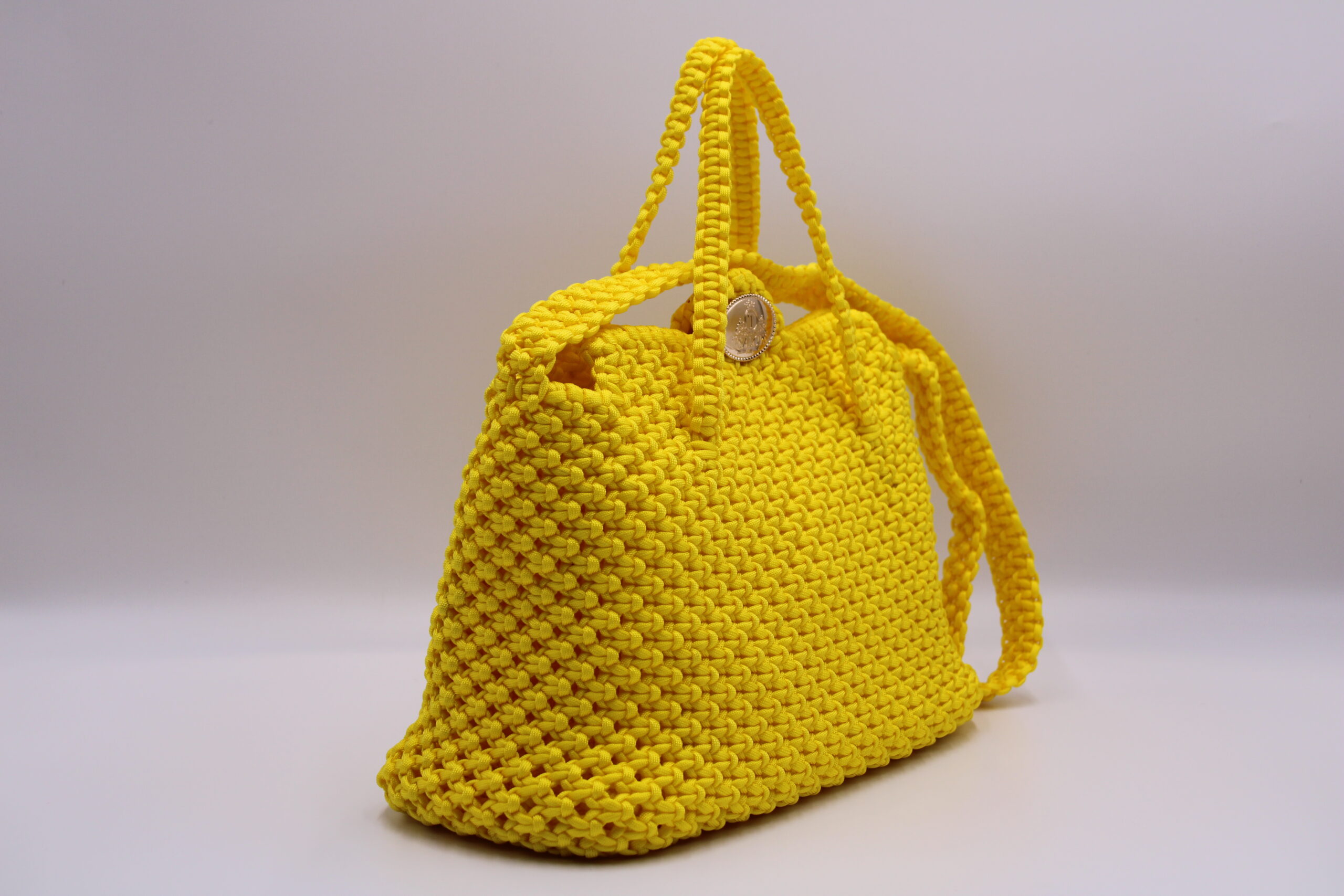 Yellow tote bag 100% hand-woven