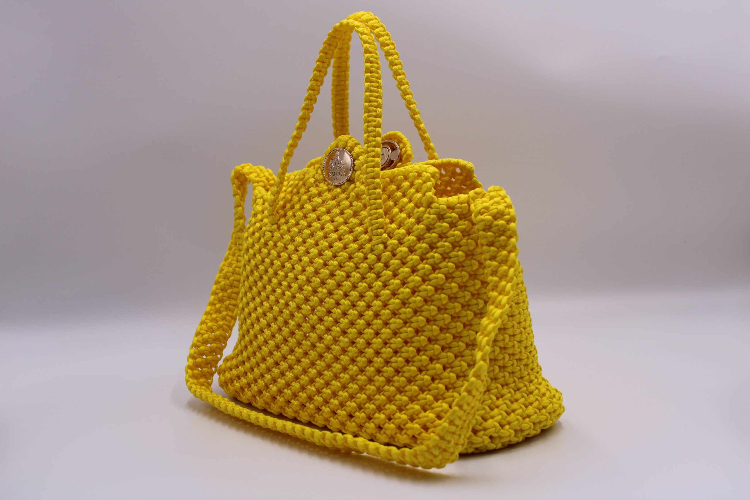 Yellow tote bag 100% hand-woven