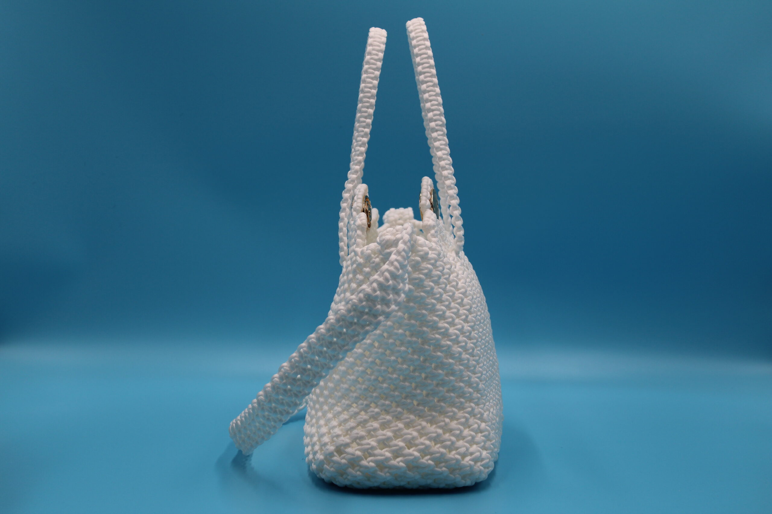 MONT BLANC MIDSIZED ELEGANT WHITE TOTE BAG 100% hand-woven