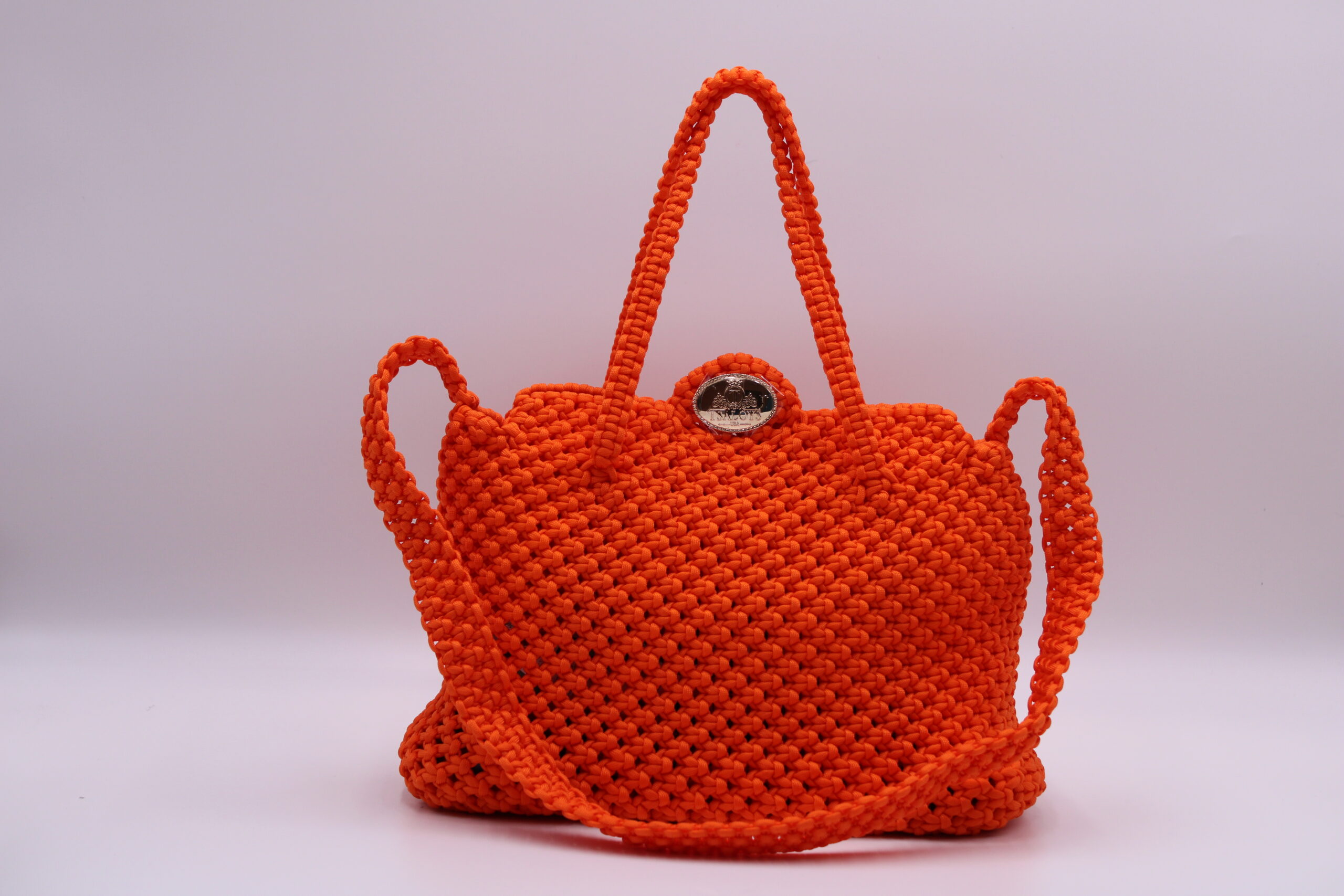 MONT FAKO ELEGANT ORANGE LARGE TOTE BAG 100% hand-woven