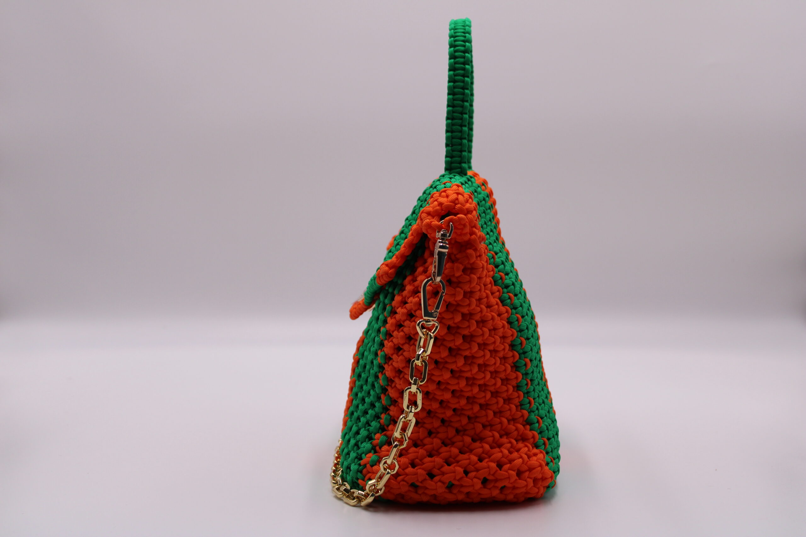 EDOGASSI TWO COLORS GREE-ORANGE BAG 100% HAND-WOVEN WITH THE SMALL INTERNAL BAG