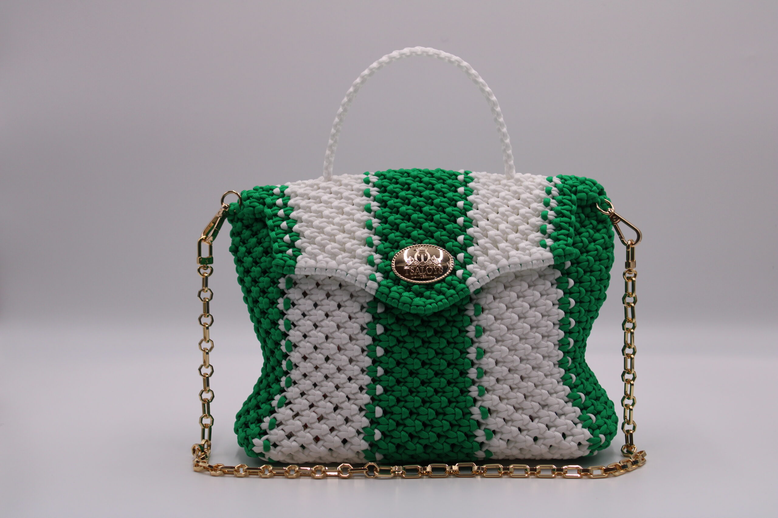 NGON ETENGA TWO COLORS GREE-WHITE BAG 100% HAND-WOVEN WITH THE SMALL INTERNAL POCKET