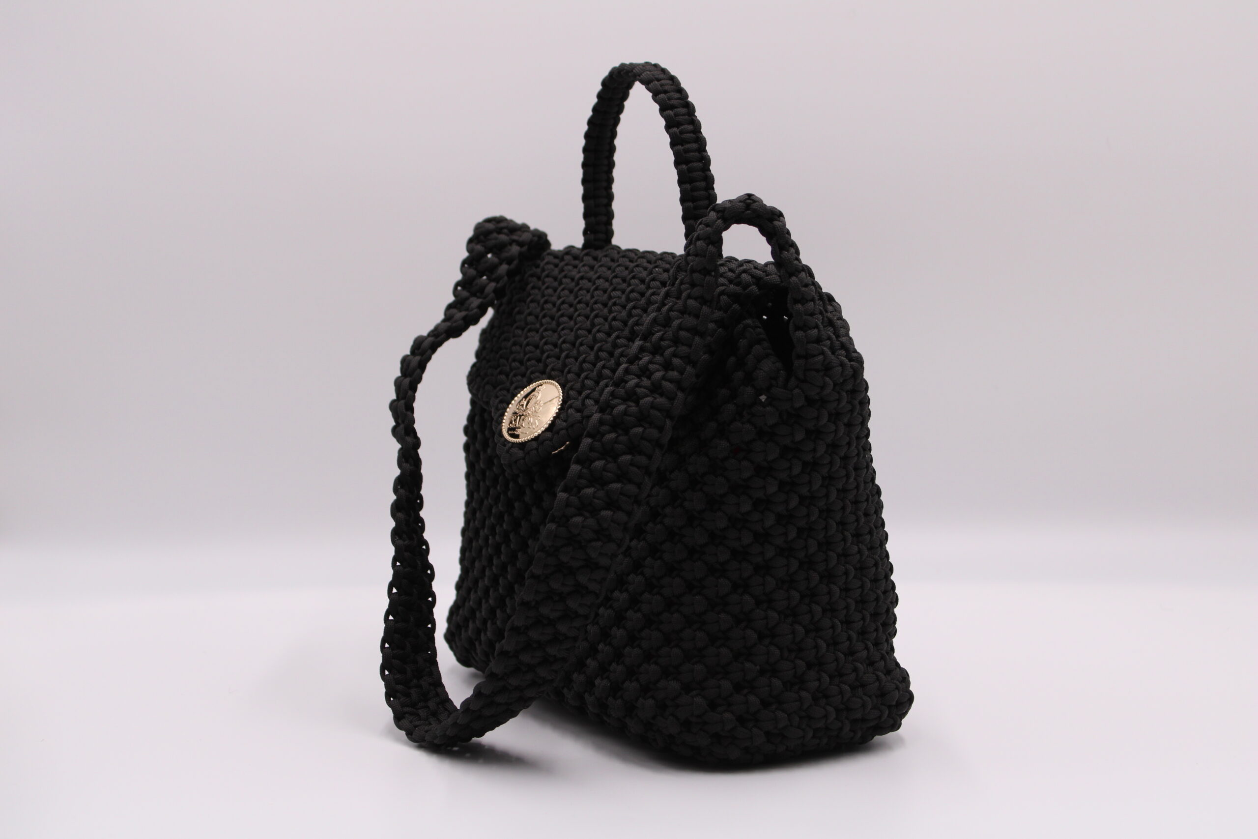 BIBOLOO BLACK  100% HAND-WOVEN WITH THE SMALL INTERNAL POCKET